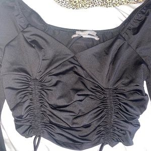 URBAN OUTFITTERS BLACK RUCHED TOP